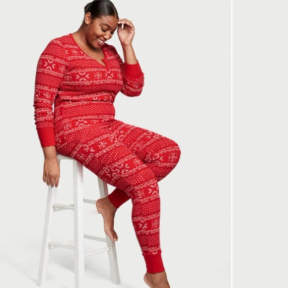Victoria's Secret Other - VICTORIA'S SECRET M Regular Length Thermal Long Pajama Set Fair Isle PJ PJs P.J.